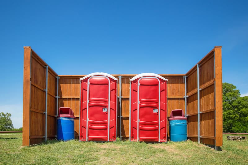 Short-term porta potty units staged for delivery in Beaumont, Texas